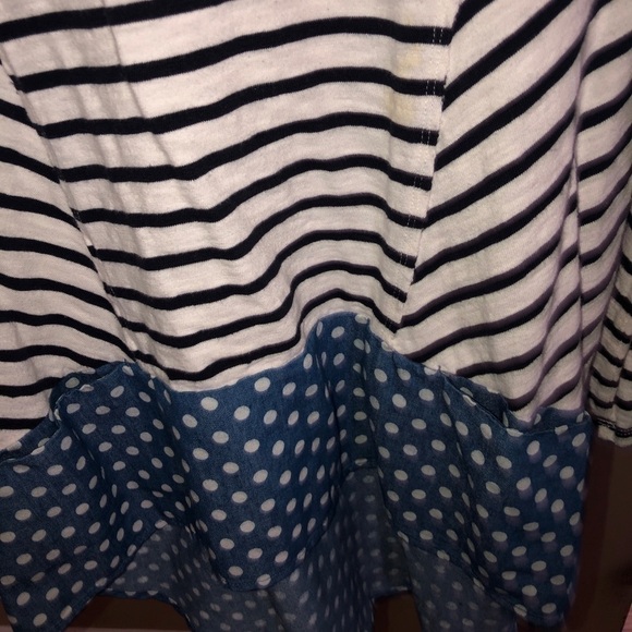 Anthropologie Postmark Fairley Postage Stamp Roll Tab Striped Polka Dot Shirt - Picture 10 of 12